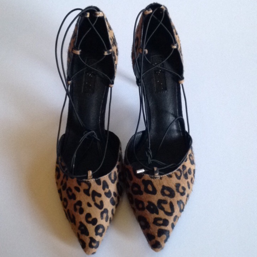 New Topshop Leopard Lace Up Heels